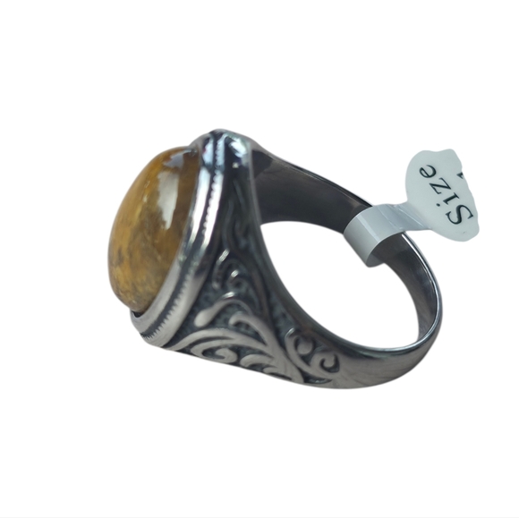 New Stainless Steel Men's Ring Tiger's Eye Size 11 - Picture 3 of 6